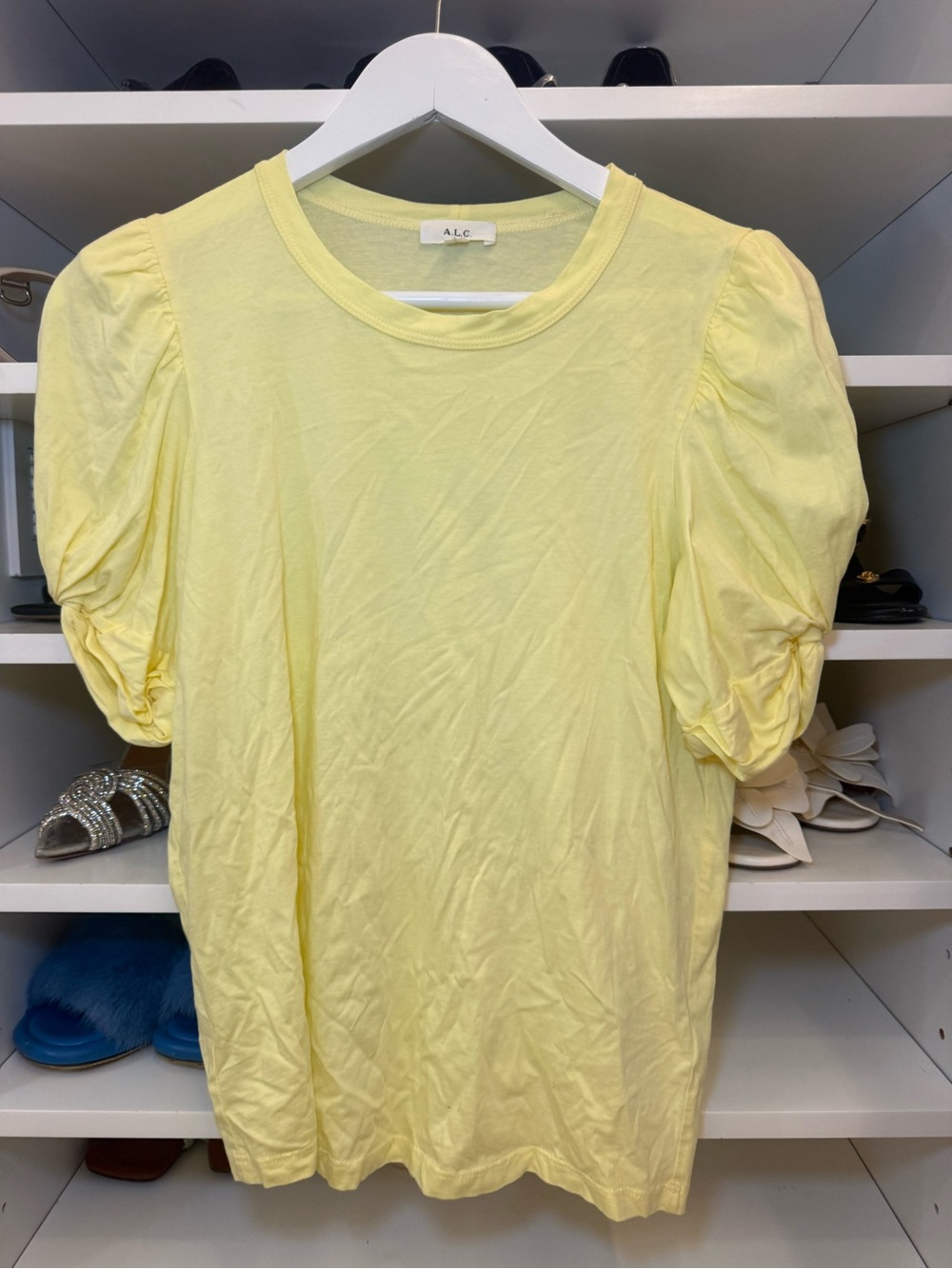 A.L.C. Puff Sleeve Tee in Light Yellow